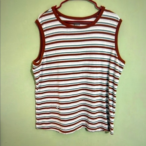 Duluth Trading Co Brown and White Striped Sleeveless Tank top - Picture 1 of 3